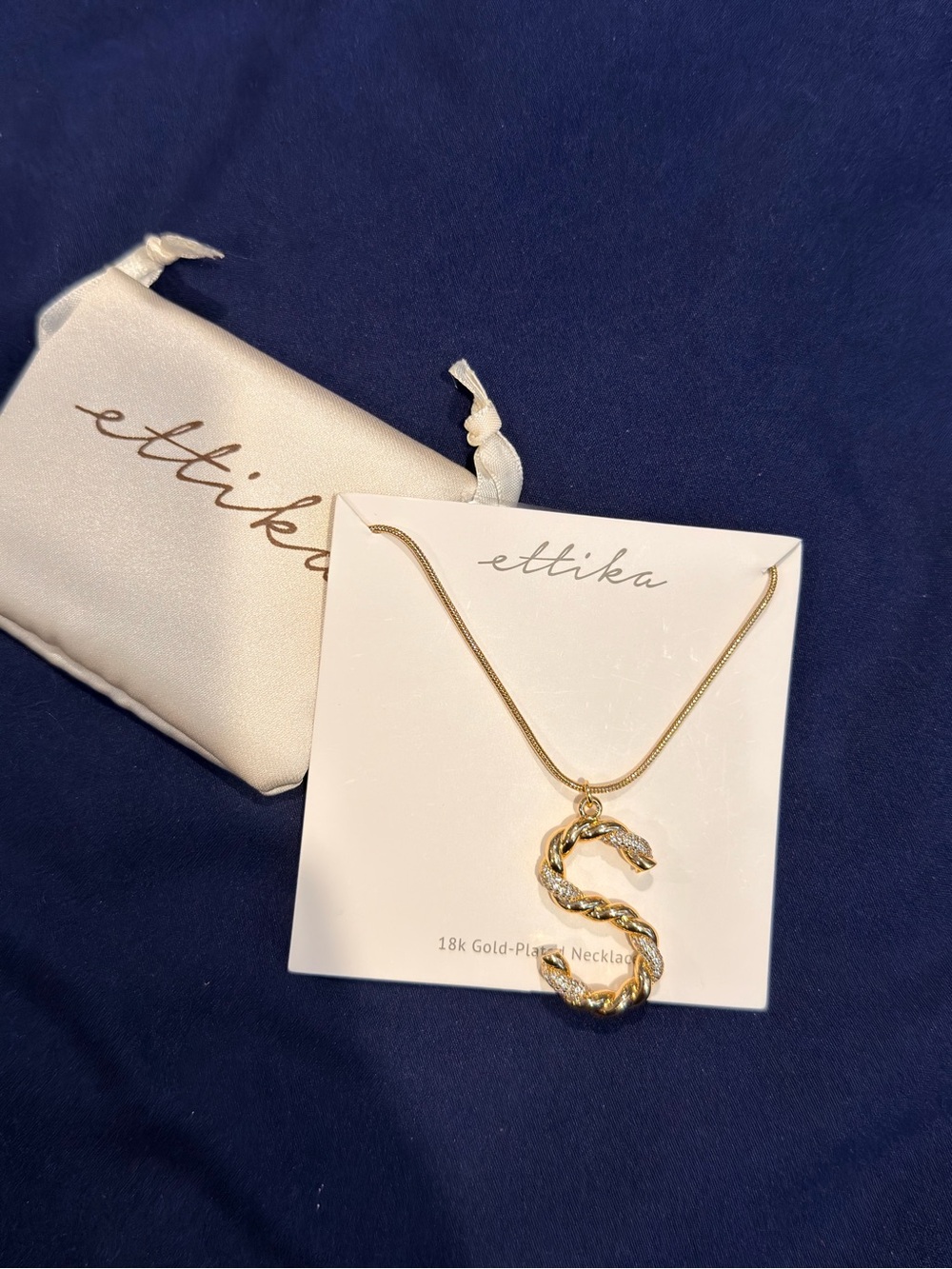 ettika Gold Plated S-Shape Crystal Accent Pendant Necklace - Gold